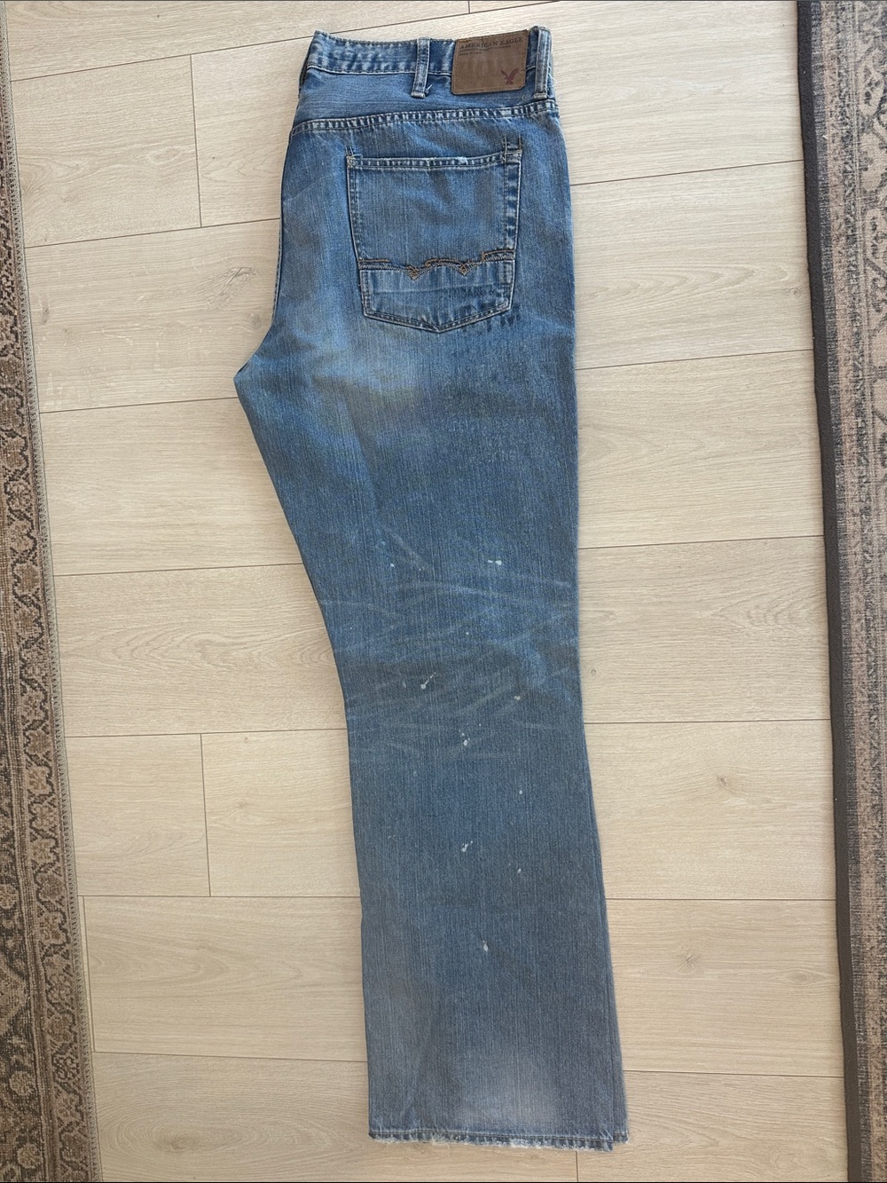Vintage American Eagle Outfitters Men's Light Blue Bootcut Jeans